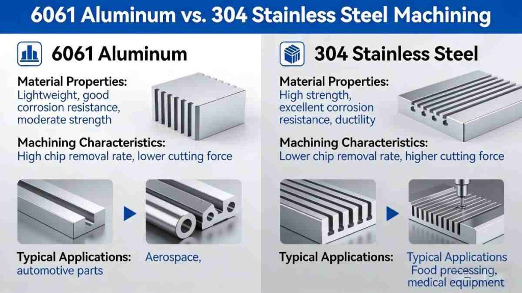 6061 Aluminum vs. 304 Stainless Steel Machining