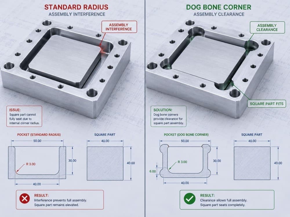 Sharp Corner vs. Dog-Bone Relief